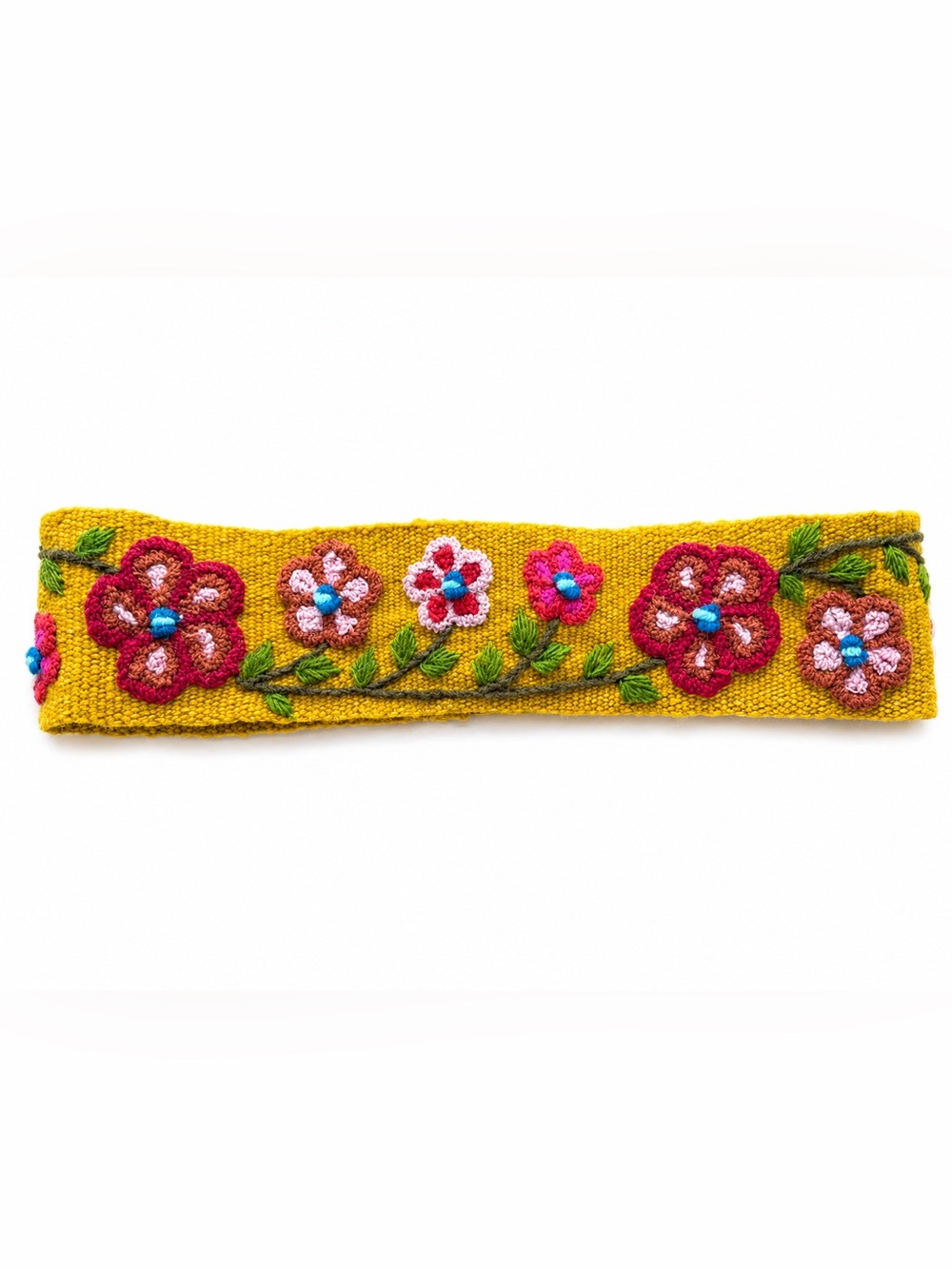 Sumaq Qara Peru Wool Floral Embroidered Belt Artisan Boho Folk
